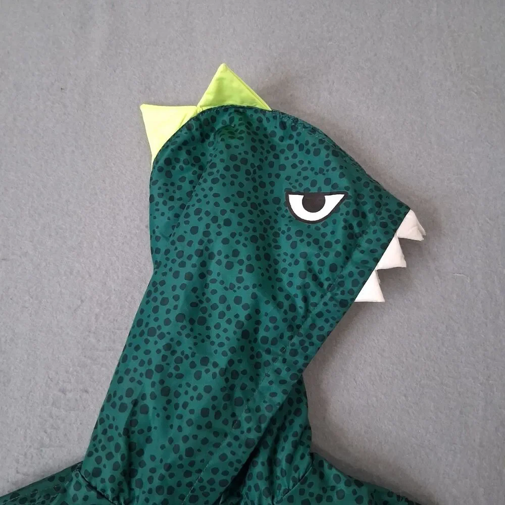 Carters Rain Coat Jacket Size 3t Dinosaur Hooded Full Zip Lined Windbreaker Kids